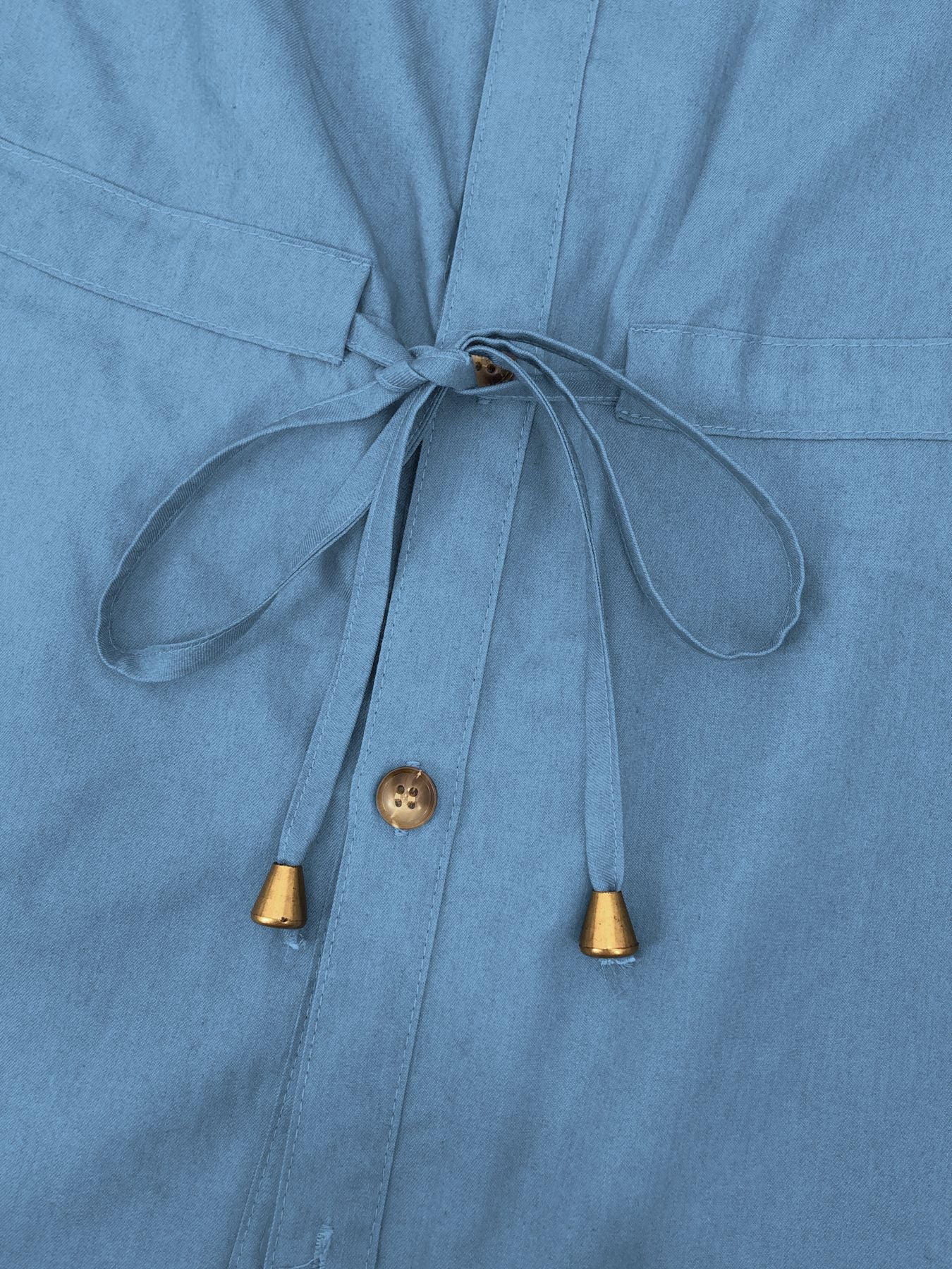 Muslim Ladies Solid Color Elegant Denim Dress 18