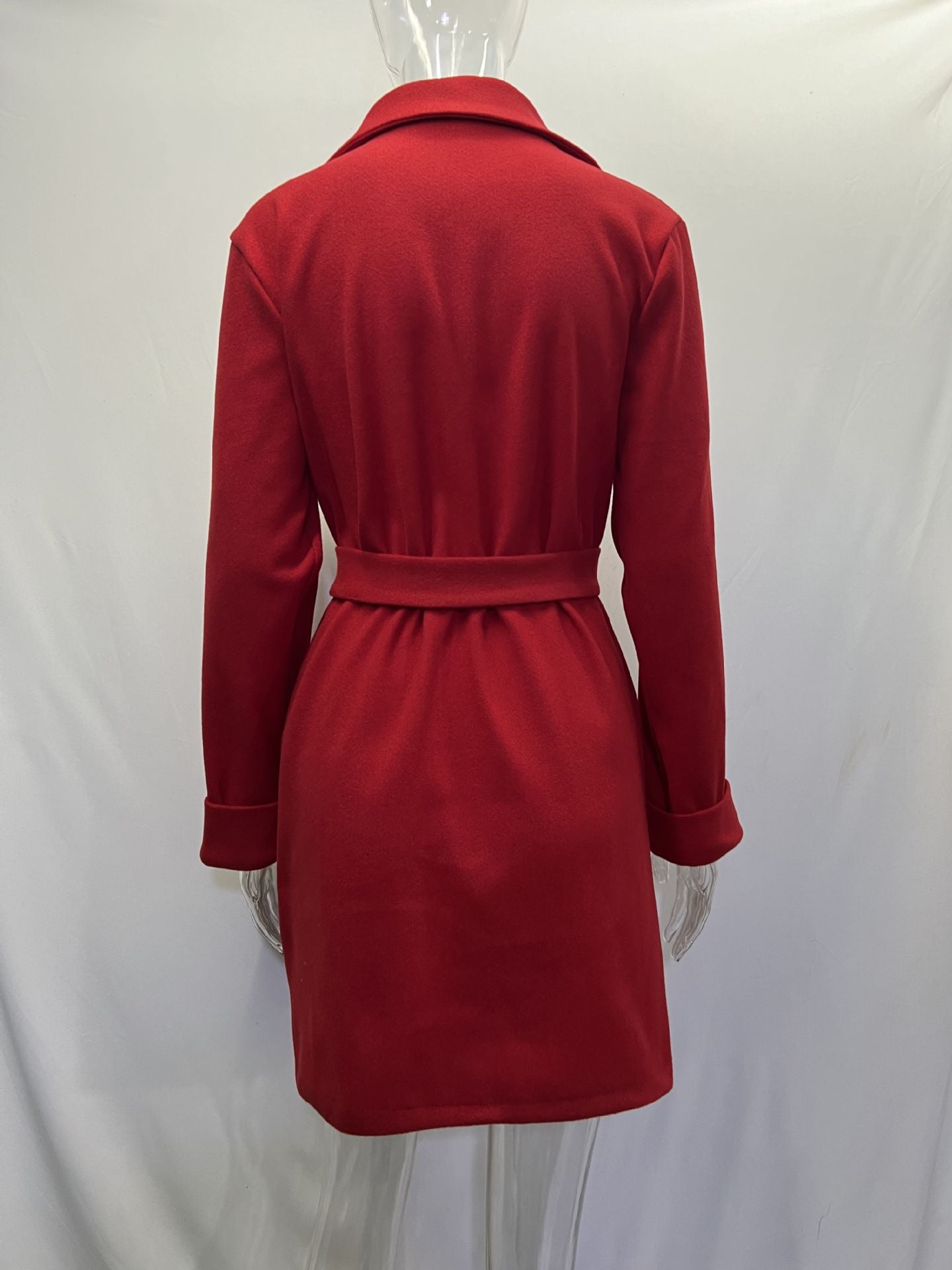 Women Belt Turndown Collar Coat 25