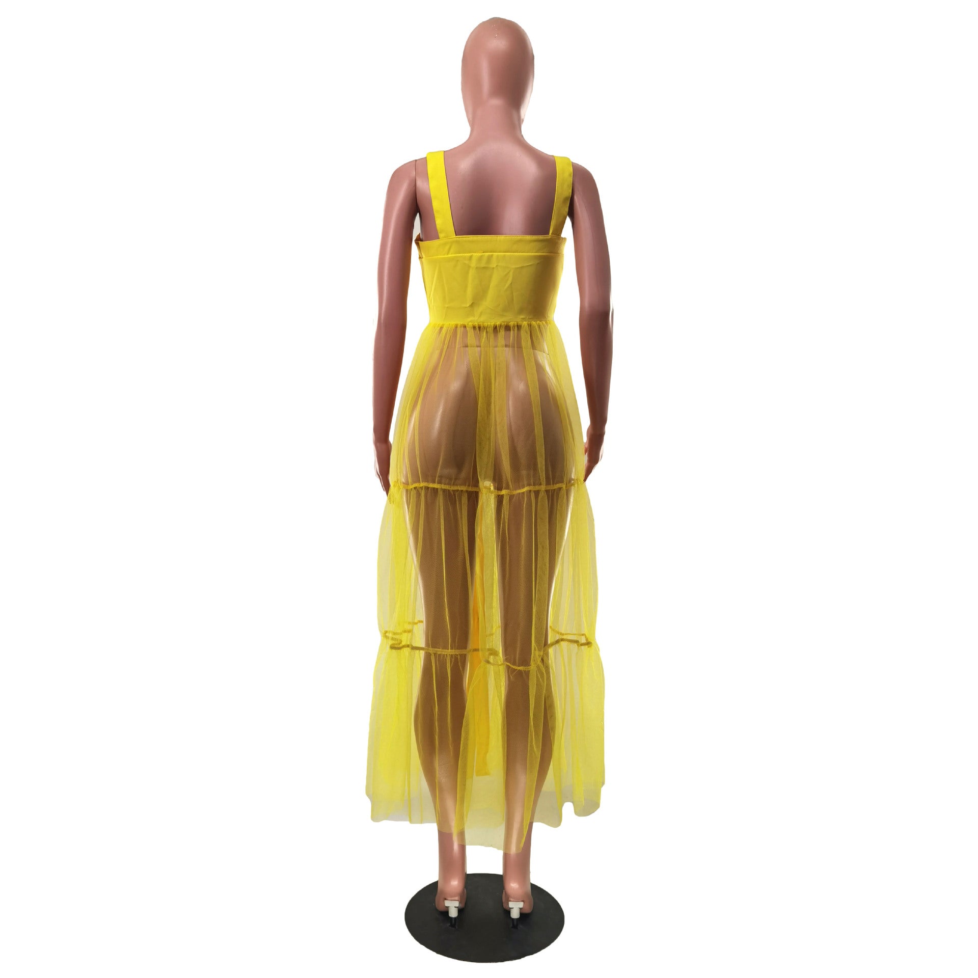 Women's Sexy Camisole Mesh Patchwork Dress 15