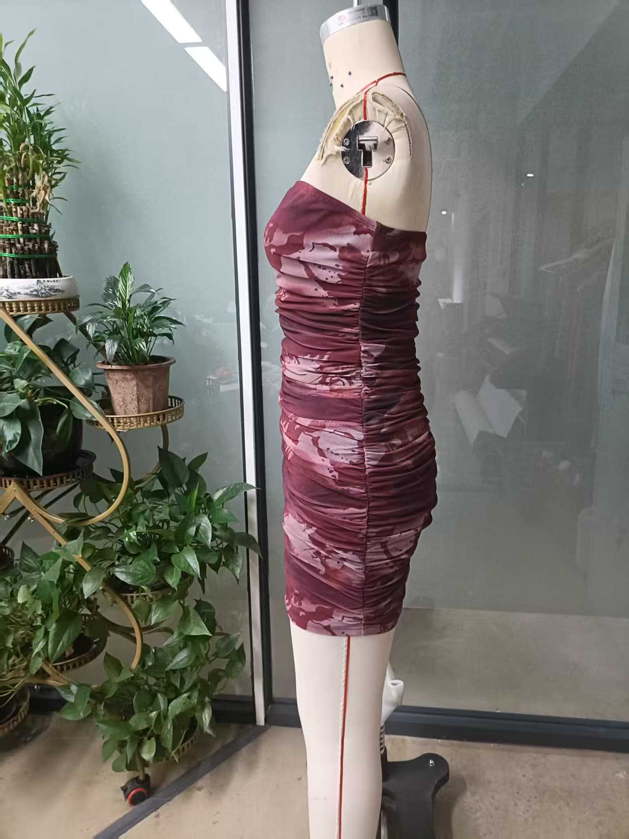 exy strapless bodycon Printed party mini dress 8