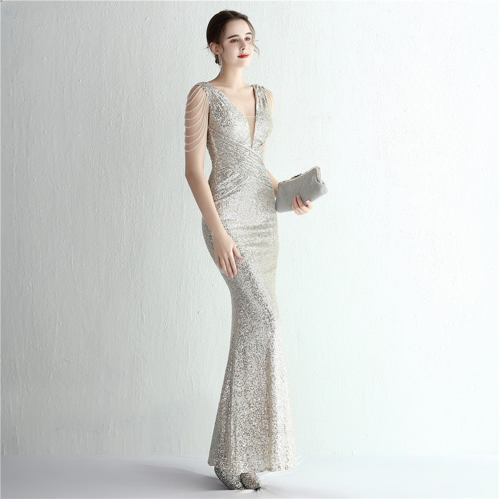 Women Sequin Sequin Long Evening Dress 11