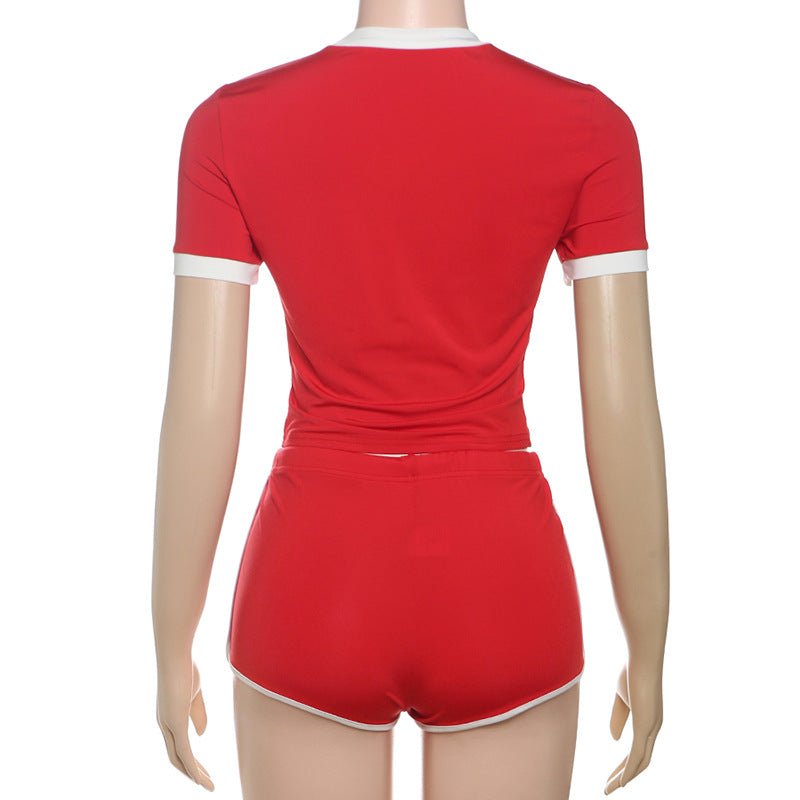 Women Style printed Crop Top and shorts two-piece set 25