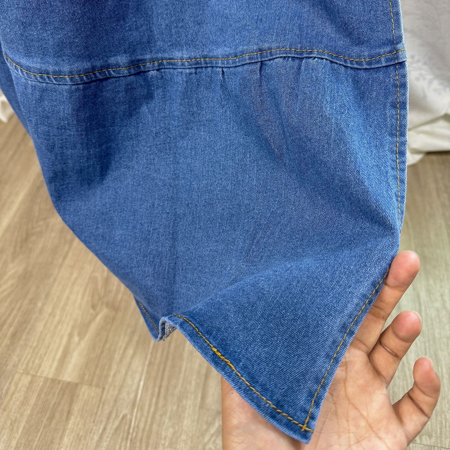 Women's Summer Sexy Fashion V neck Strap Low Back Lace Up Denim Long Dress 11