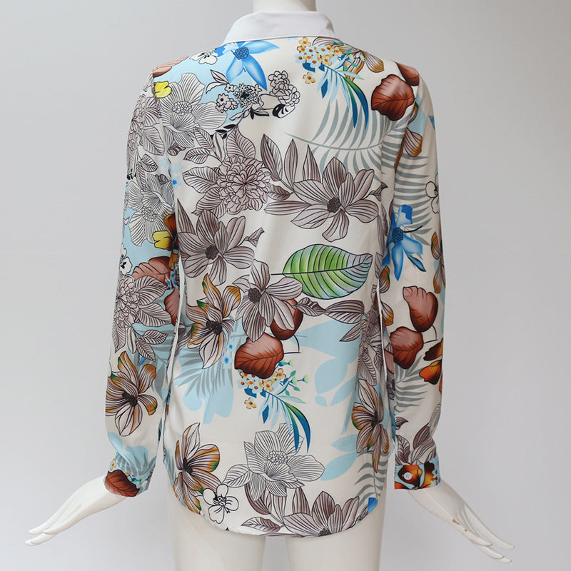 Women Casual Long Sleeve Color Block Shirt 25