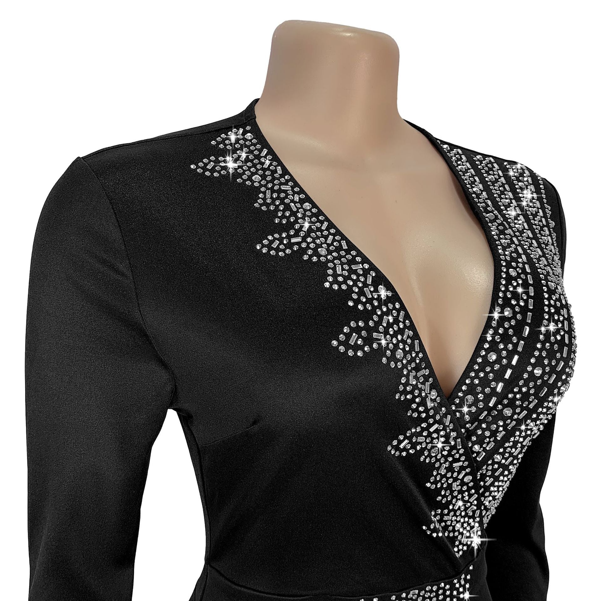 Women's Chic Elegant Beaded Half Sleeve V-Neck Fashionable Dress 13