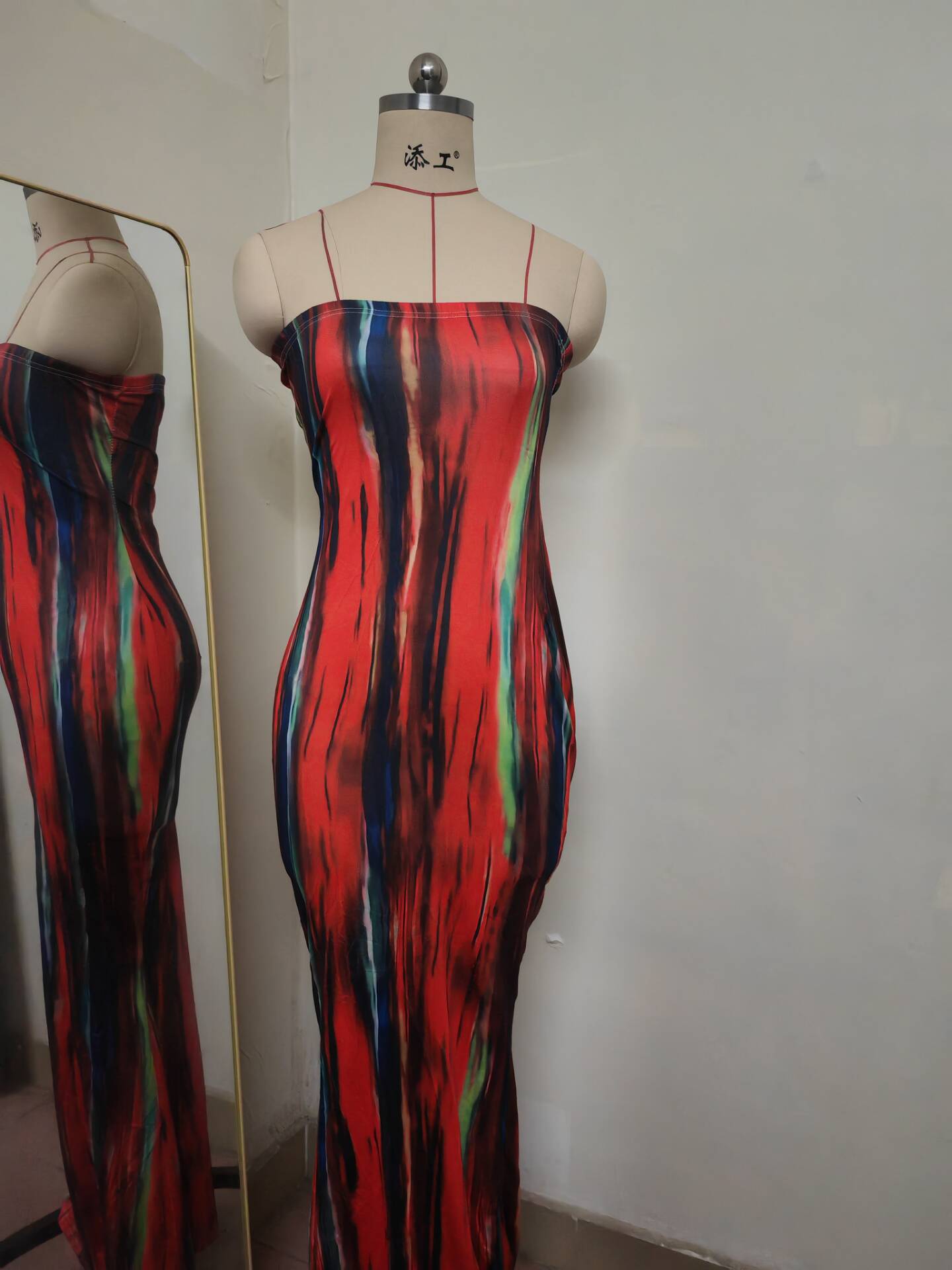 Summer Women's Printed Slim And Sexy Strapless Long Dress 6