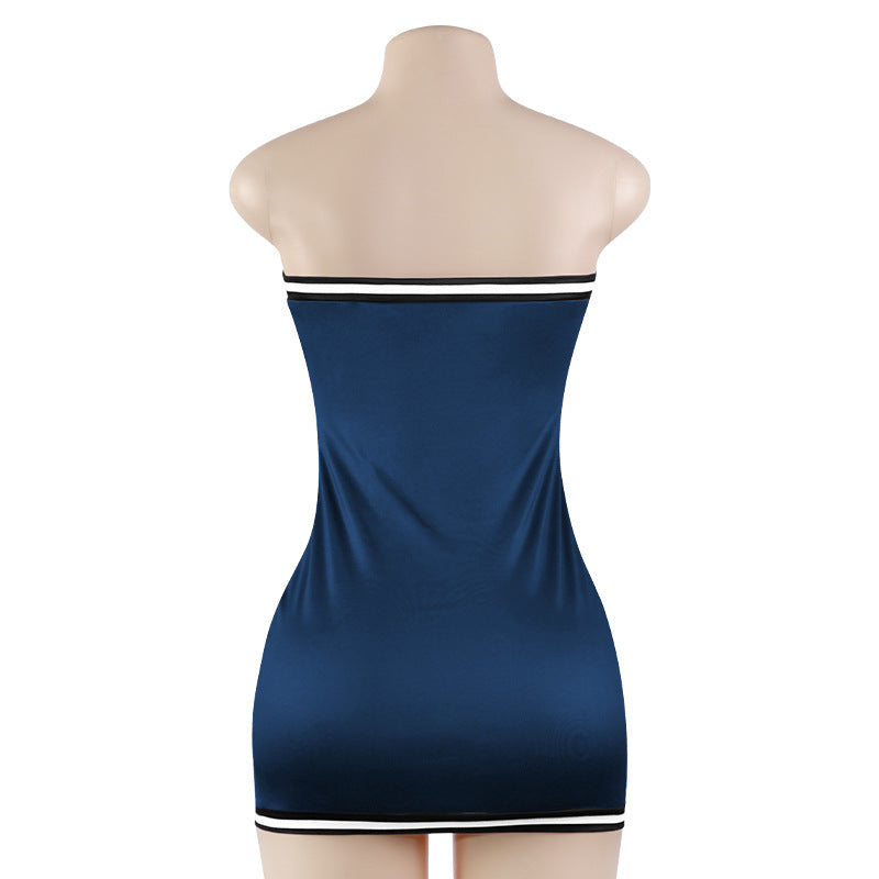 Summer Fashion Letter Print Strapless Sexy Short Slim-Fitting Dress 8