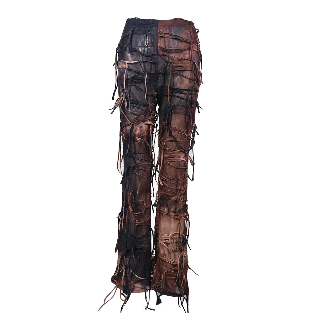 Women Style Tie Dye Tassel Casual Pants 13