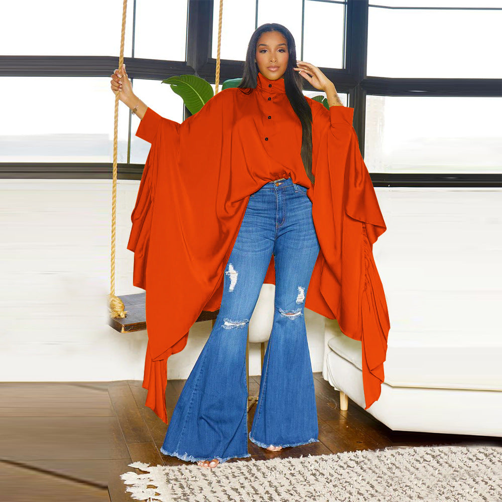 Women Fall Pleated Solid Shirt 5