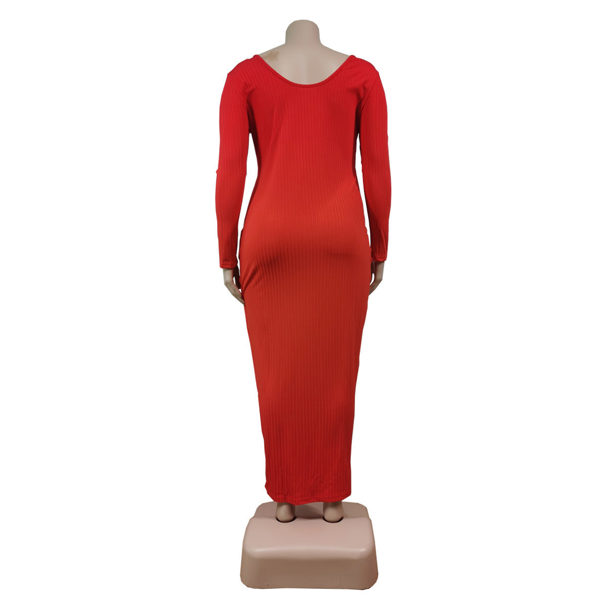 Plus Size Women Sexy Solid V-Neck Dress 24