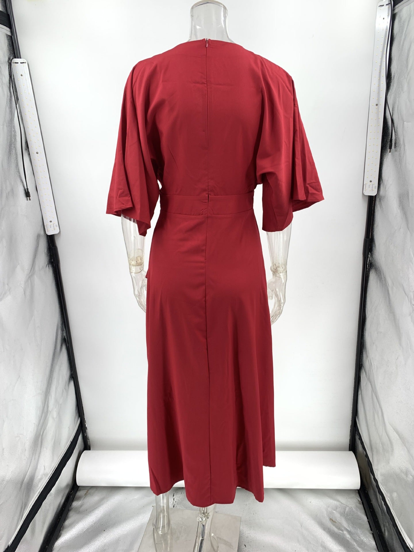 Casual V-Neck Solid Color Irregular Dress For Women 12