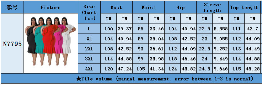 Plus Size Women'S Fashion Fit Casual Ruffle One Shoulder Midi Dress 16