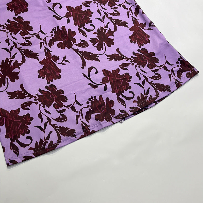 Spring Summer Women's Printed Halter Neck Lace-up Sexy Low-Back Slim Dress 18