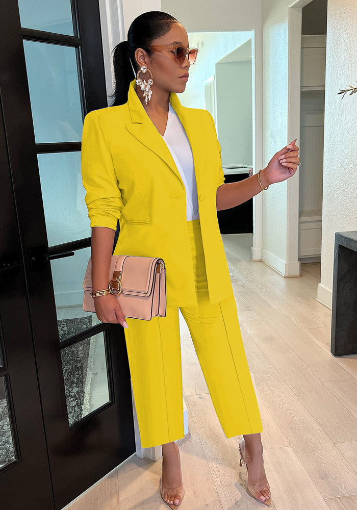 Fall Fashion Solid Color Women's Blazer Two Piece