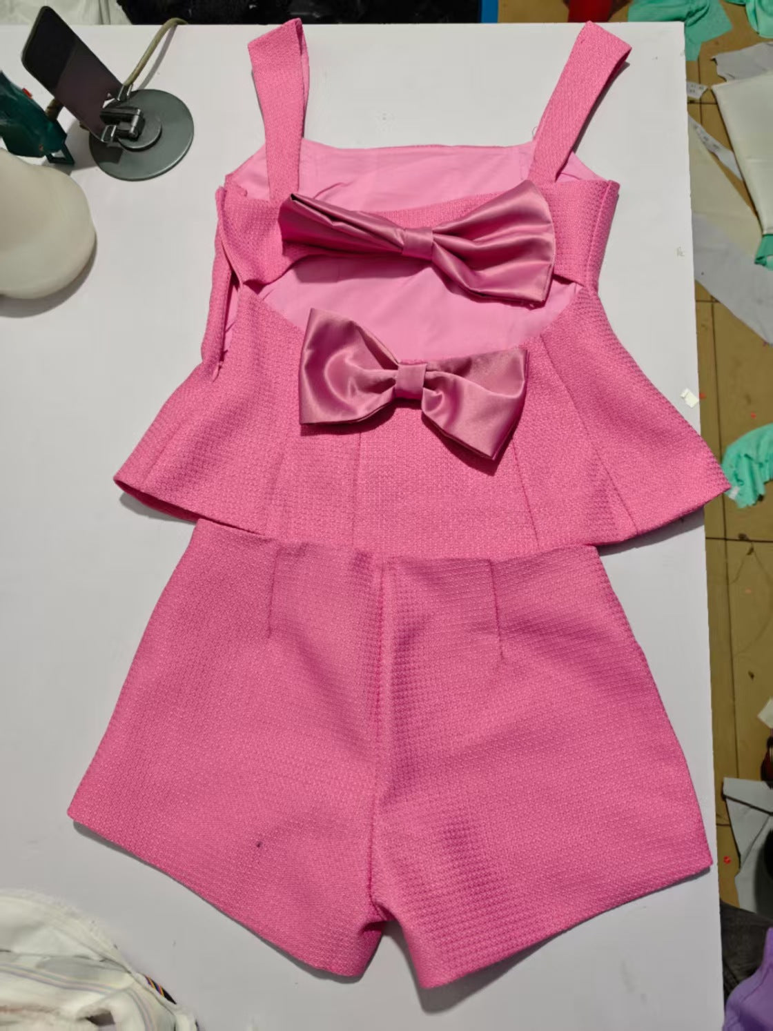 Women Autumn Bowknot Top and Shorts Two-piece Set 5