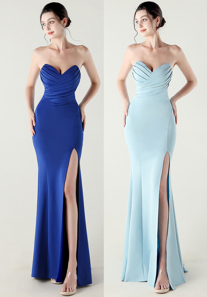 Women Wrap-chested Sweetheart Neck Cross Lace-Up Formal Party Evening Dress