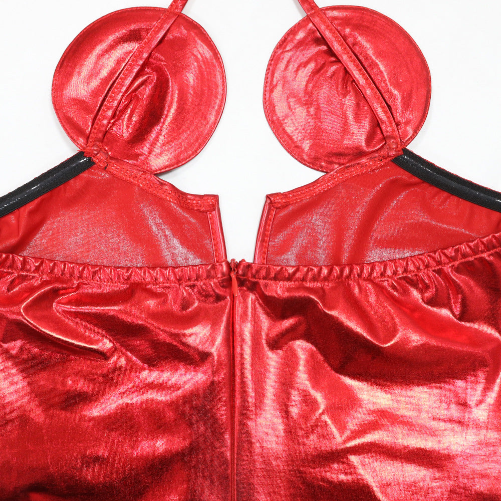 Fashionable Sleeveless Solid Color Strappy Slim Fit Bodycon Party Dress 19