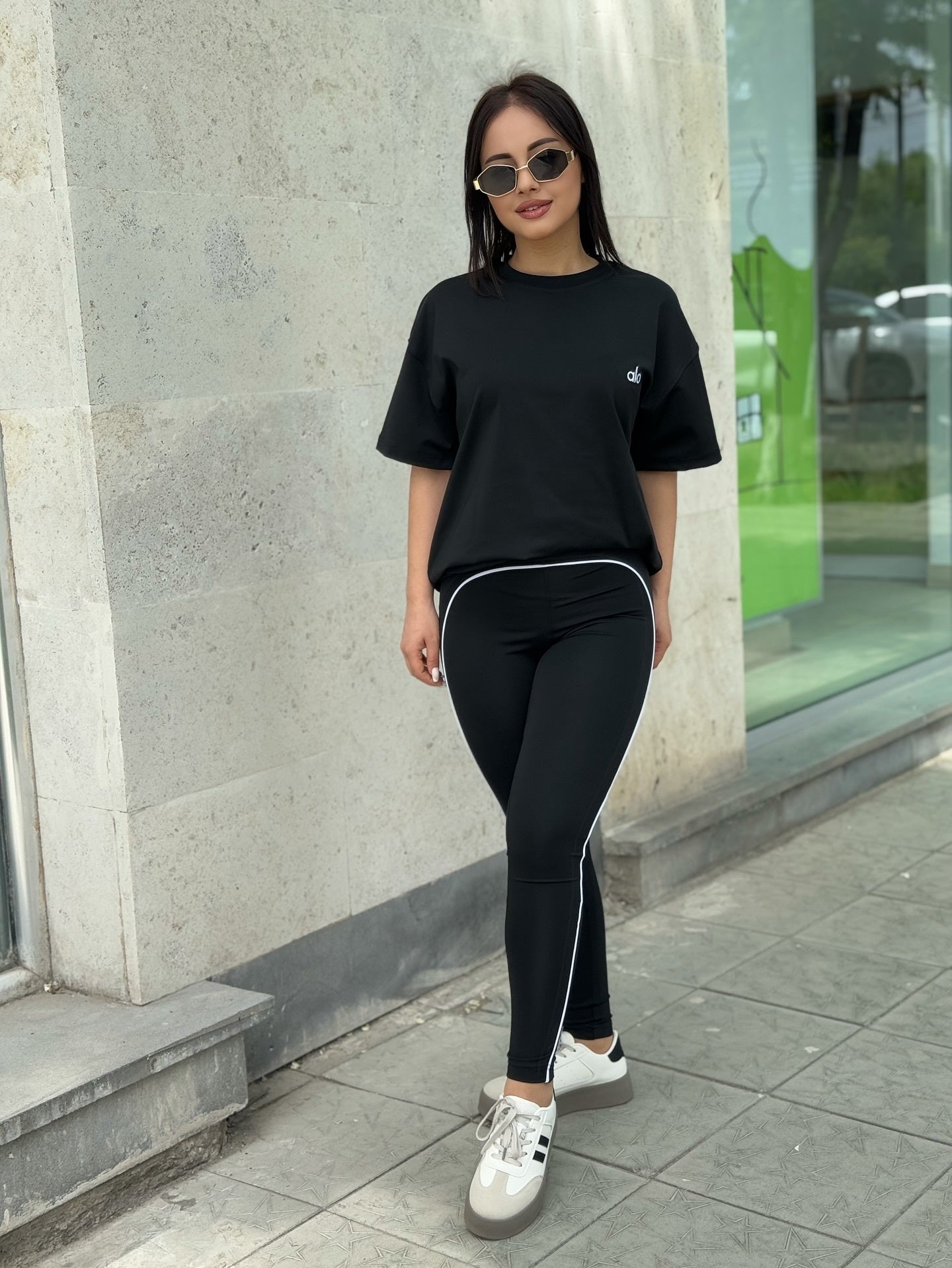 Yoga Wear Autumn Fashion Letter High Waist Yoga Pants Solid Color Sportswear Set 7