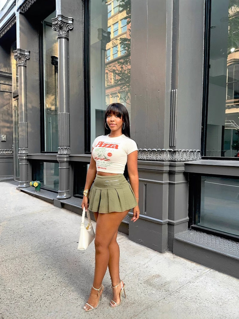 Fashionable Holiday Zipper Pleated Mini Skirt 5