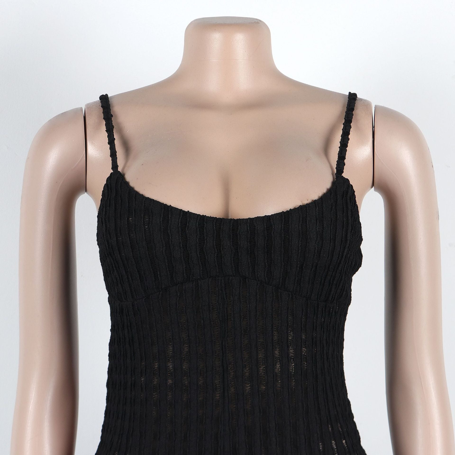 Women Sexy Hollow Wide-leg knitting Suspender Patchwork Contrast Jumpsuit 12