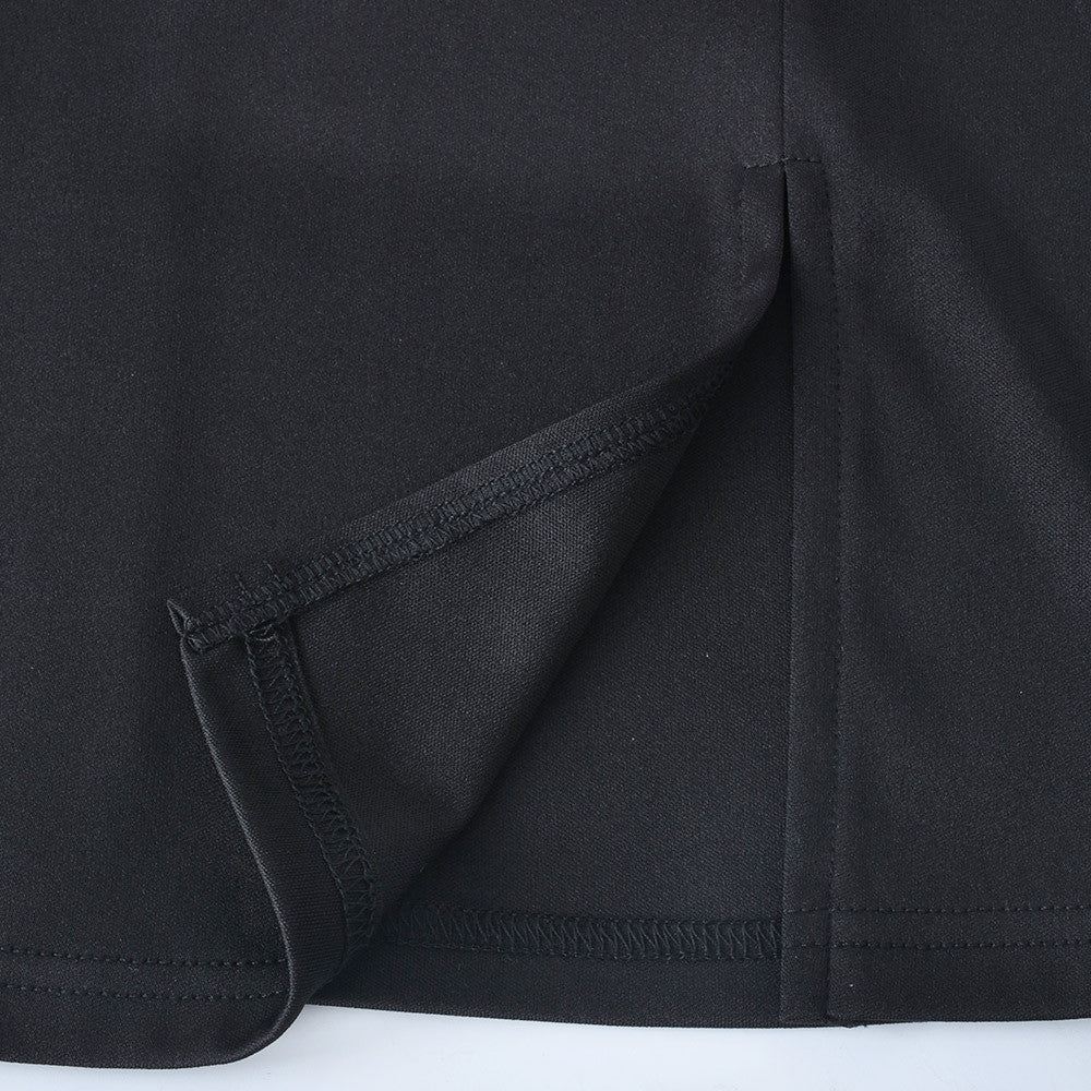 Women's Autumn Slit Stand Collar Slim-Fitting Patchwork Mesh Plaid Dress 10