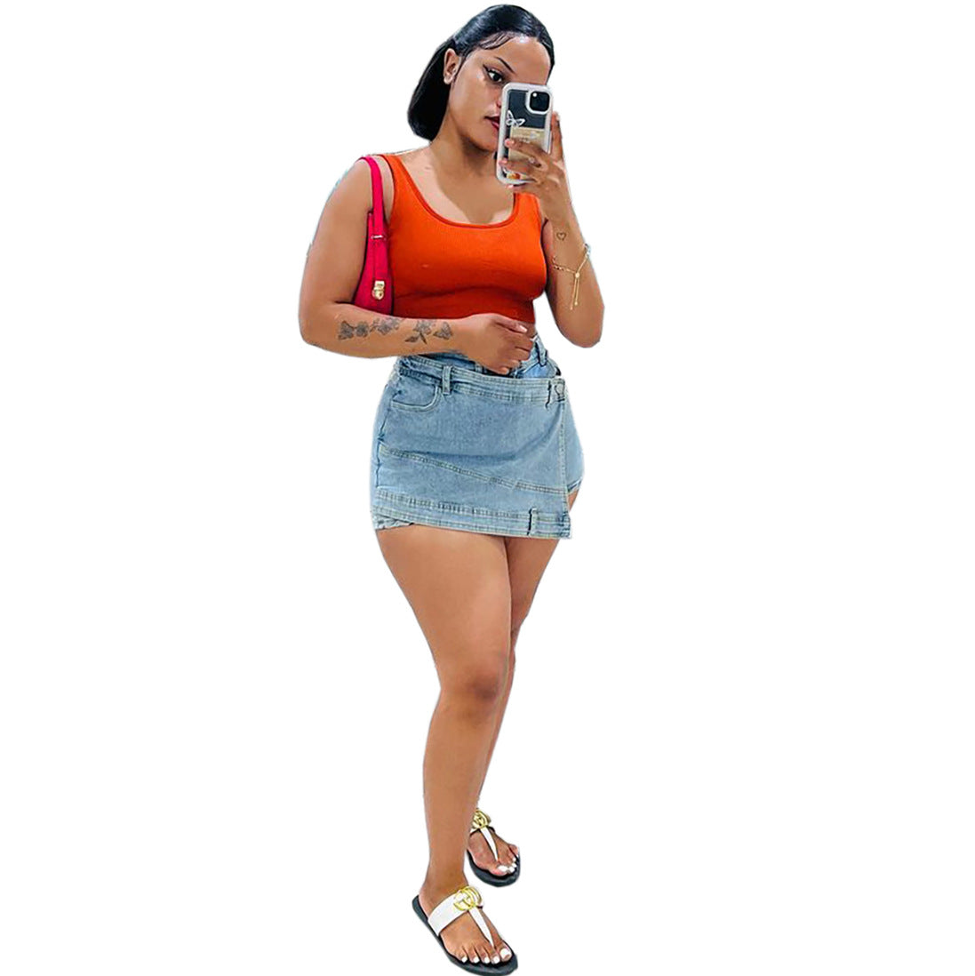 Plus Size Women Irregular Denim Pants 6