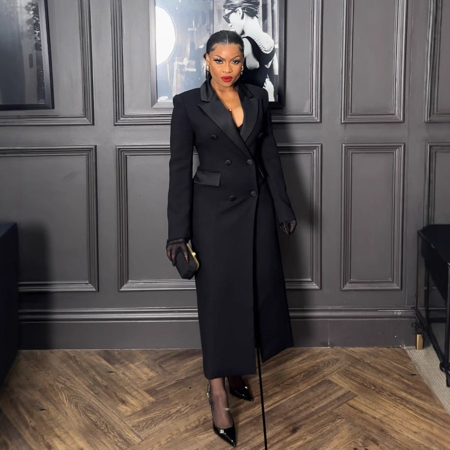 Women sexy and elegant Turndown Collar Blazer Dress 3