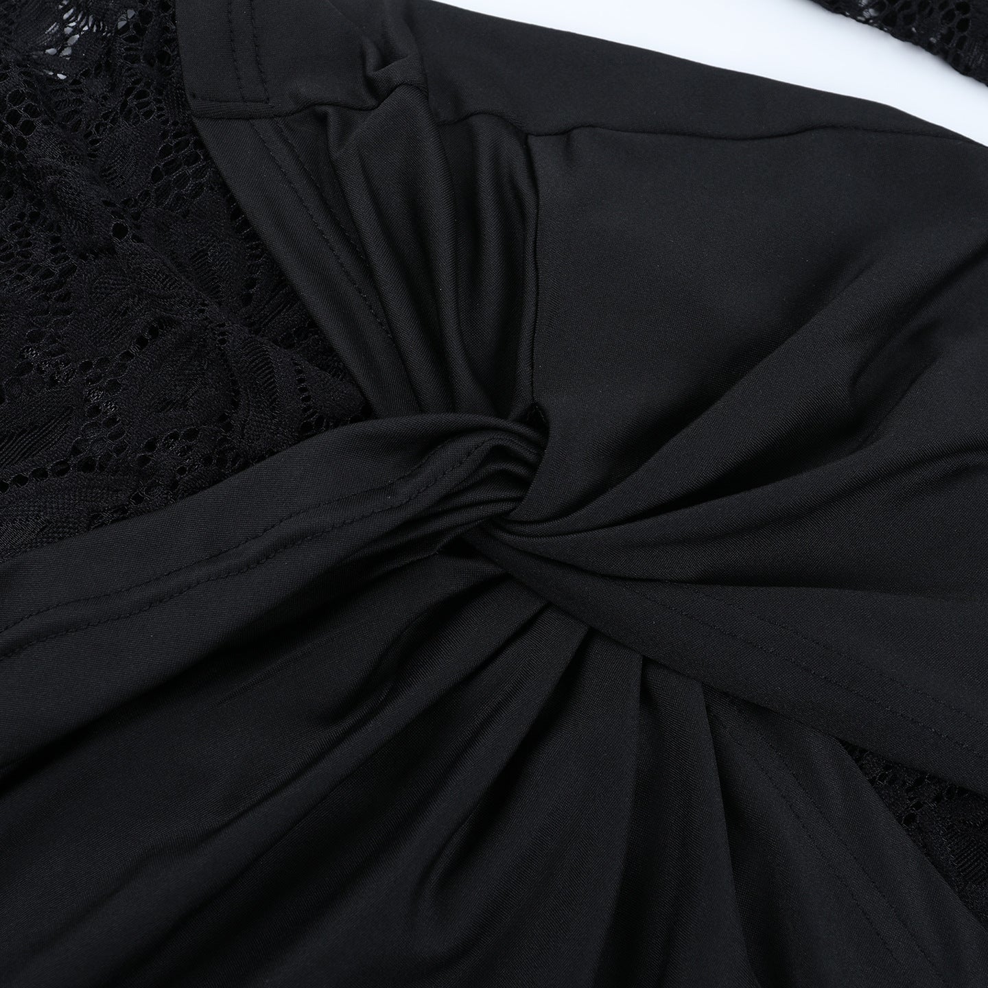 Women Fall Sexy See-Through Cutout Round Neck Long-Sleeved Bodycon Dress 21