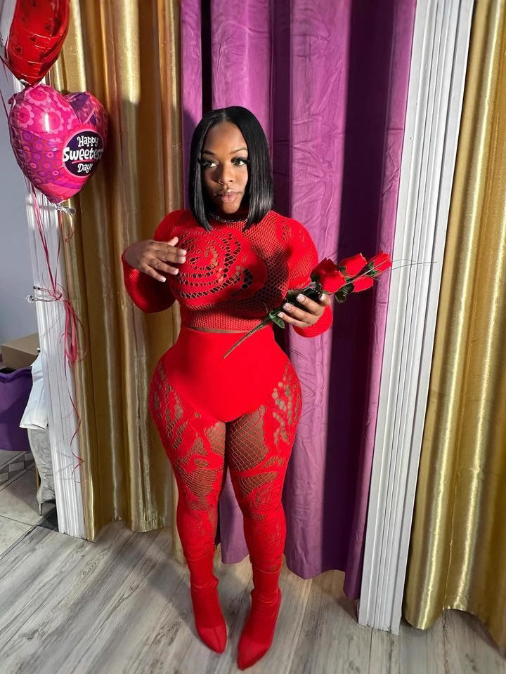 Women mesh hollow Sexy Lingerie Set 4