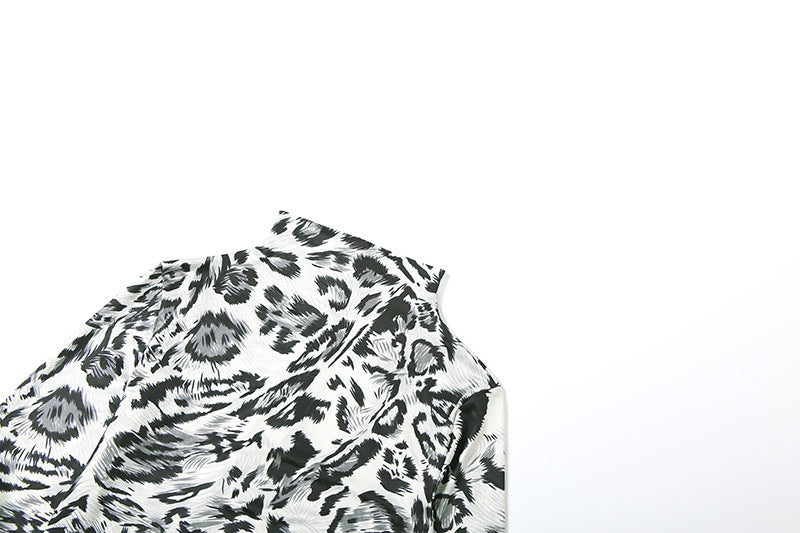 Autumn Women's Fashion Leopard Print Semi-High Neck Sexy Tight Fitting Jumpsuit 14