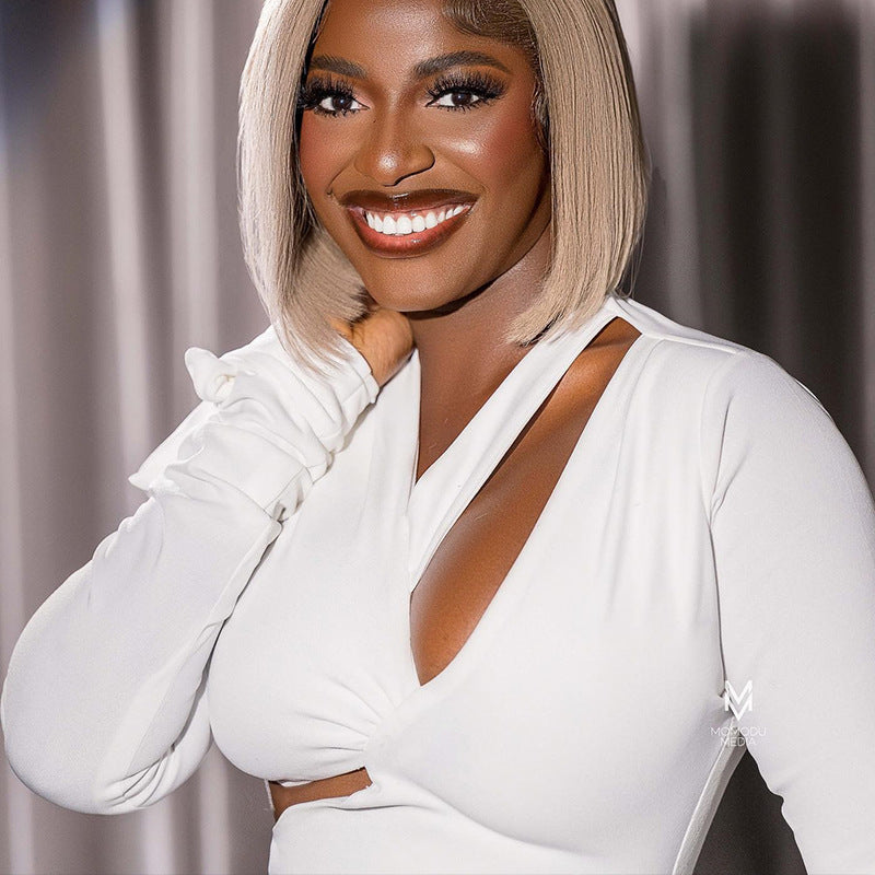 Pure color sexy deep v Low Back tie Slim Waist Chic Street Bodycon short dress 5