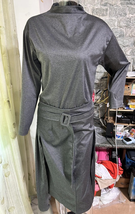 Women Autumn Belt Pleated Dress 13