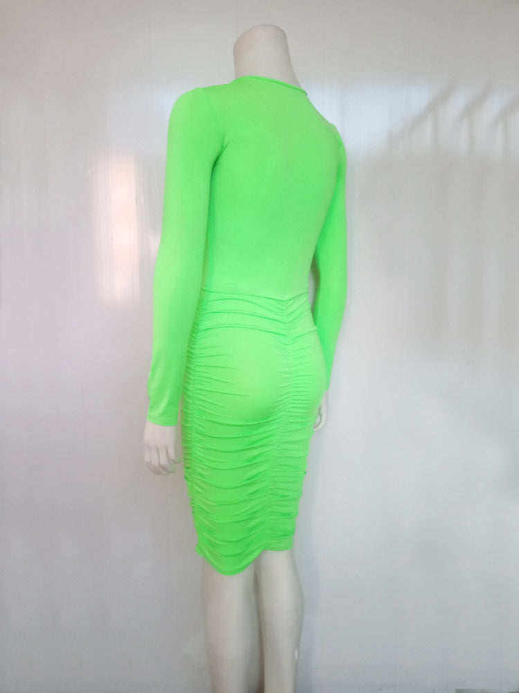 Women Autumn and Winter Pleated Sexy Dress 15