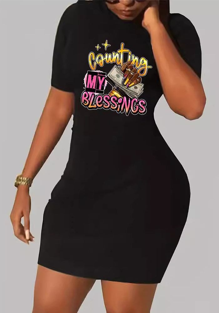 Women Printed Round Neck Casual Dress