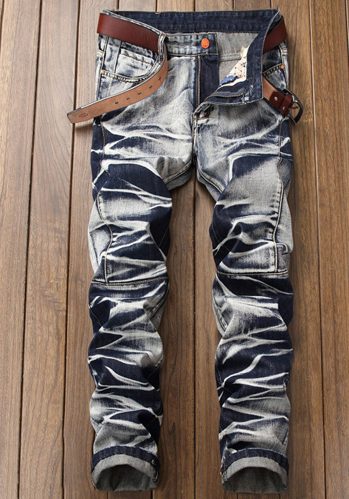 Men Vintage Denim Straight Trousers