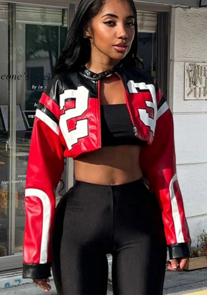 Autumn Winter Women's Long Sleeve Fashion Zipper Slim Motorcycle Jacket