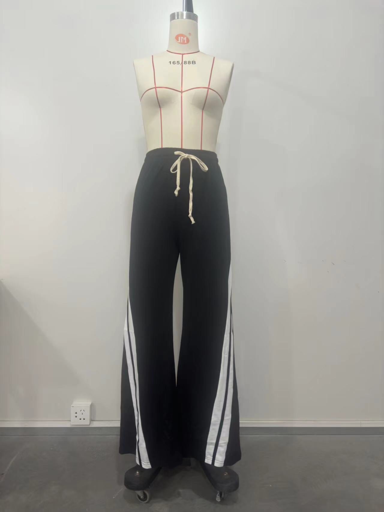 Women Fashion Stripe Patchwork Casual Pants 9