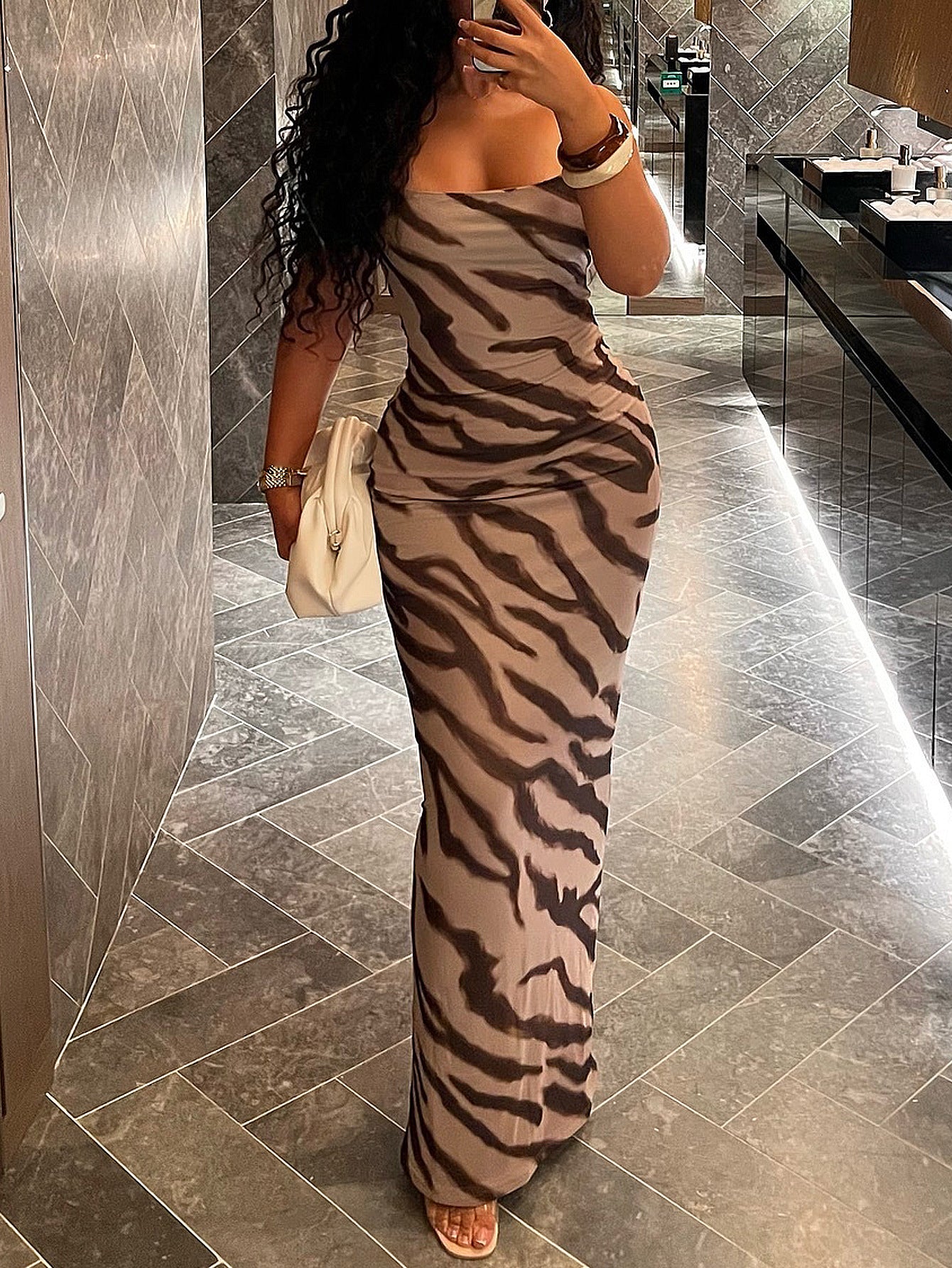Fashion Sexy Women's Printed Low Back Long Dress