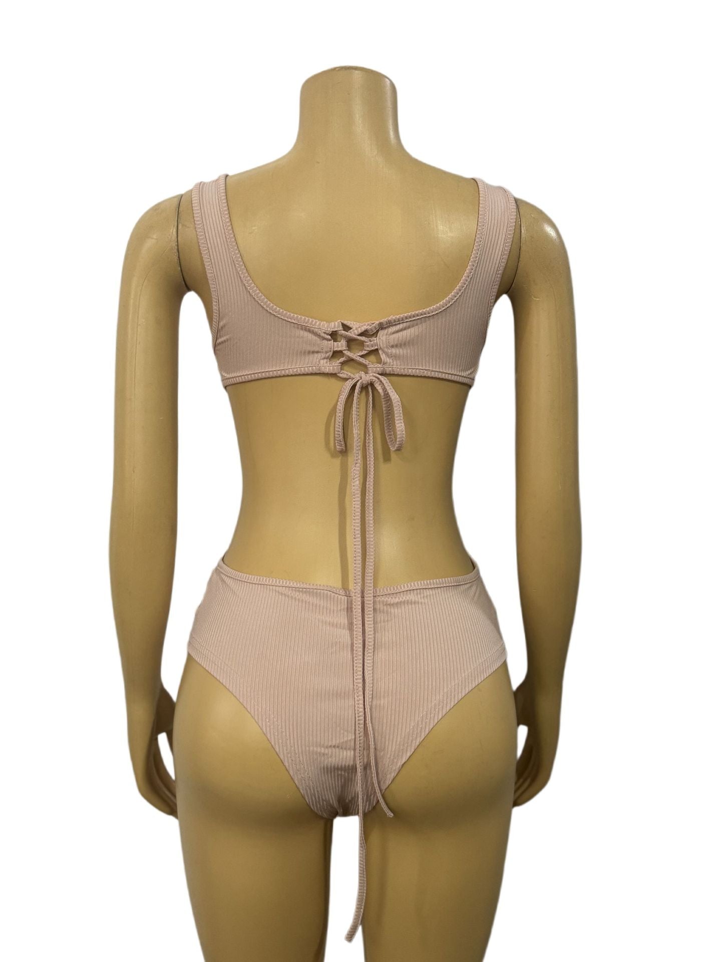 Women Hollow Lace Bodysuit and Sexy Button Slit Bodycon Skrit Two Piece 8