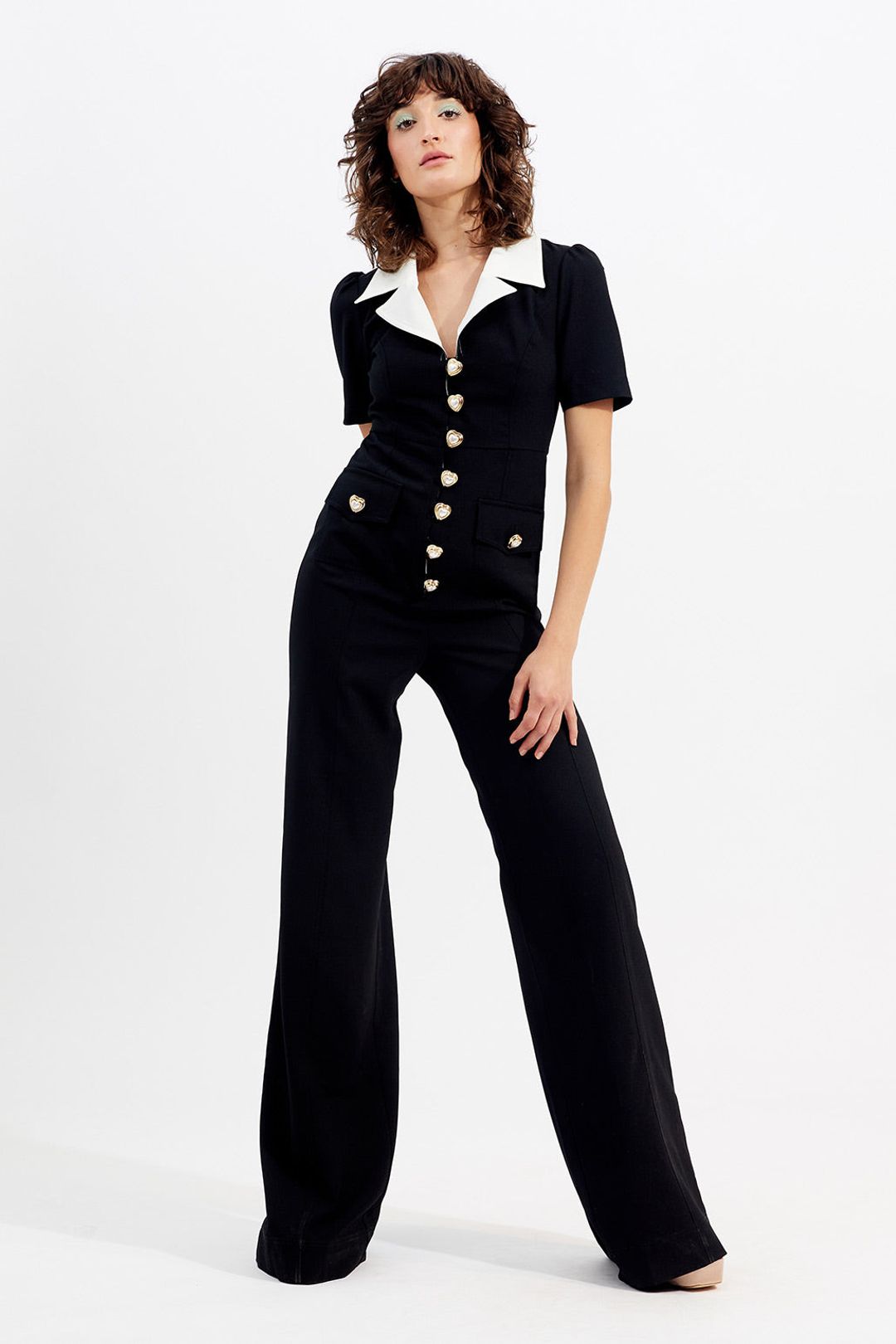 Elegant Career Women Short Sleeve Two Piece Pants Set Office Wear 6