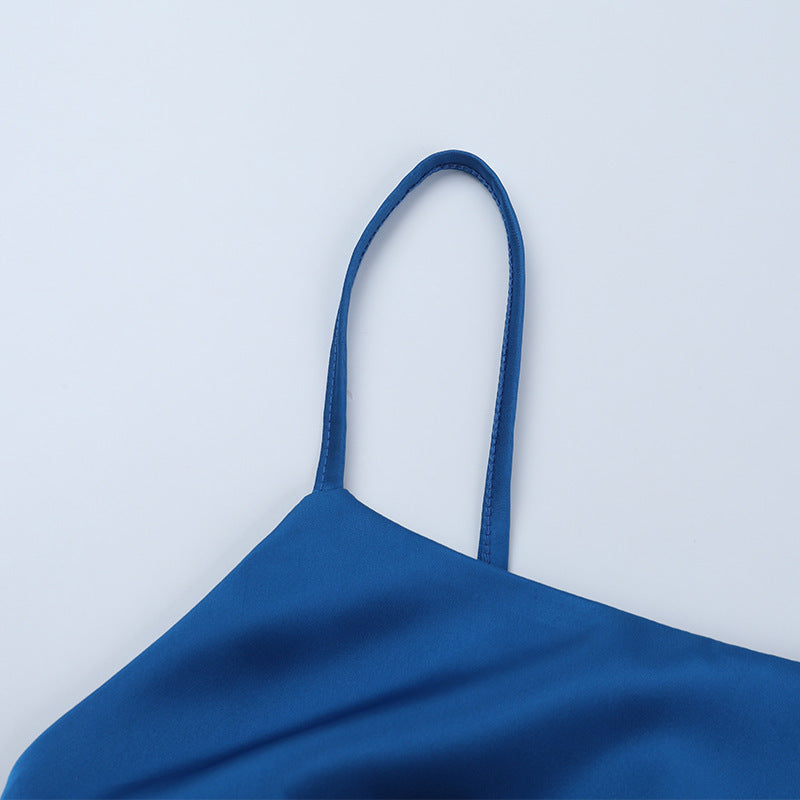 Strappy Sexy Low Back Satin Chic Evening Gown Long Dress 14