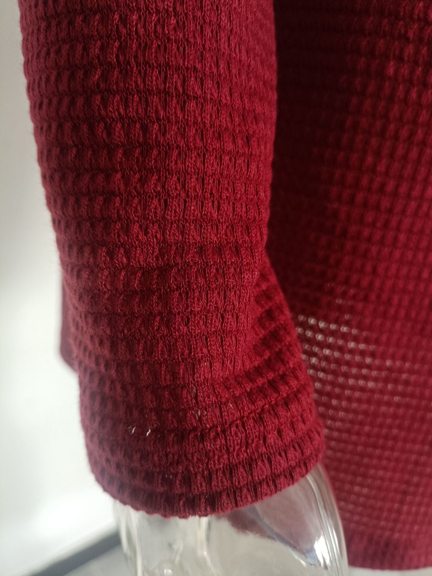 Women knitting waffle Slash Shoulder Top 41