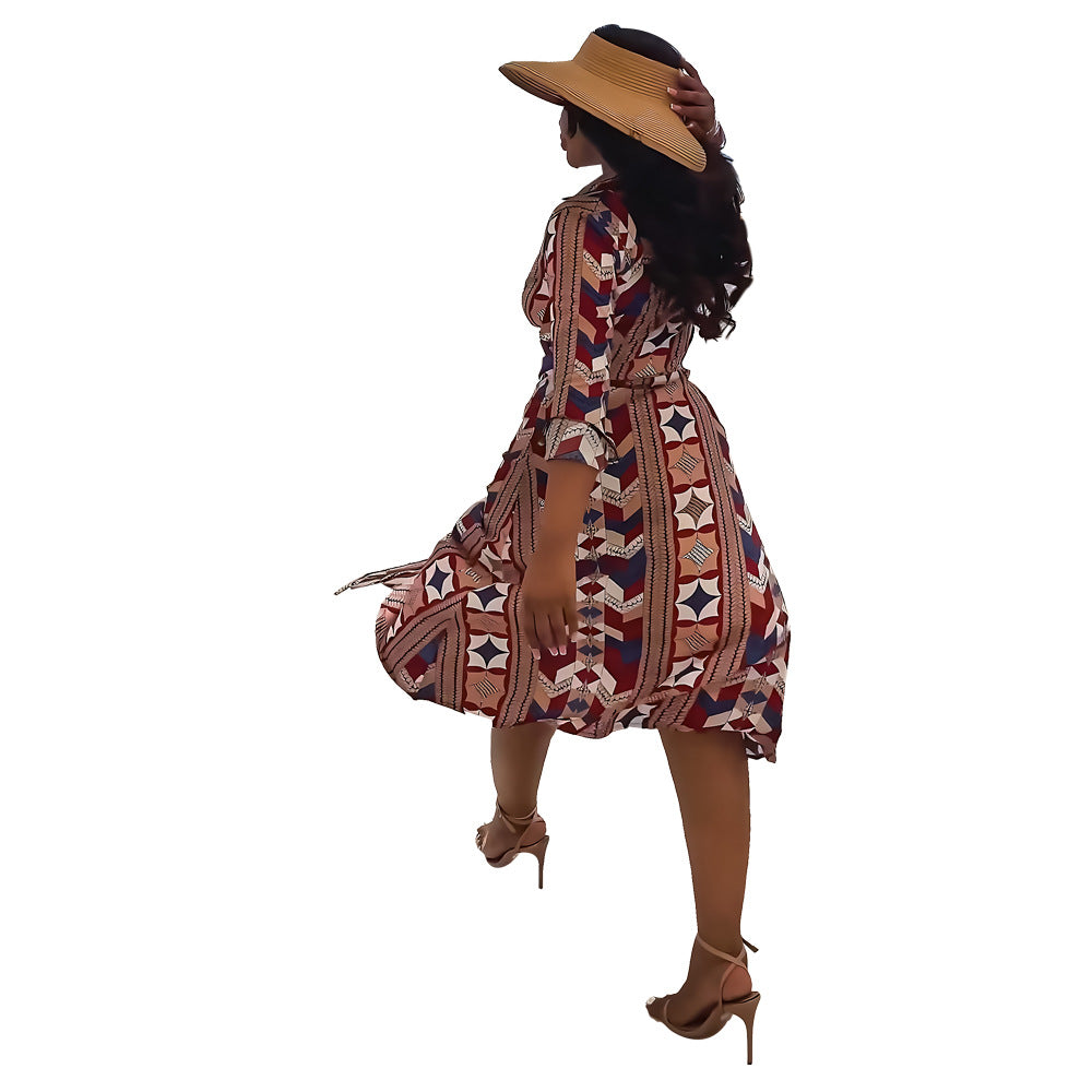 Women Casual printed shirt and skirt two-piece set 6