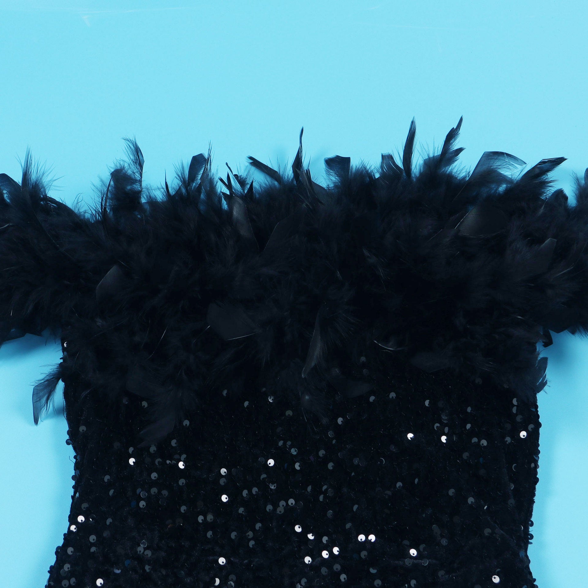 Sexy Sequin Feather Off Shoulder Bodycon Dress 48