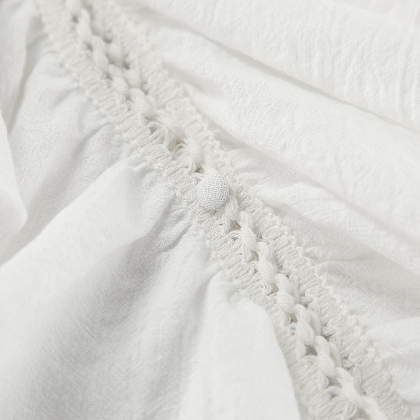 Women Lace Sexy V-Neck Retro Ruffle Shirt 17