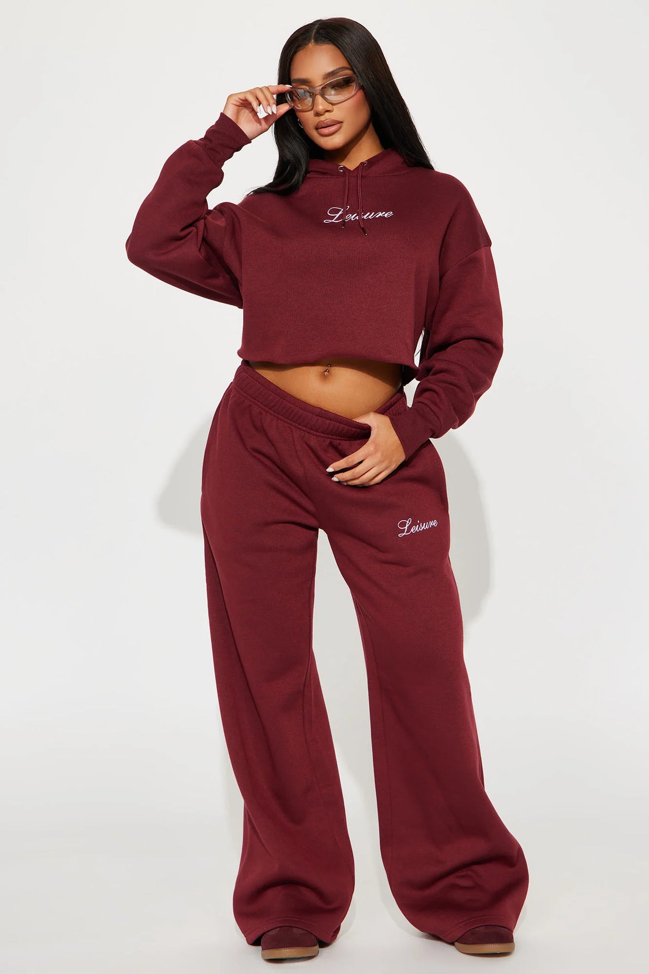 solid Color letter printed Fashion Hoodies pants two piece Set 3