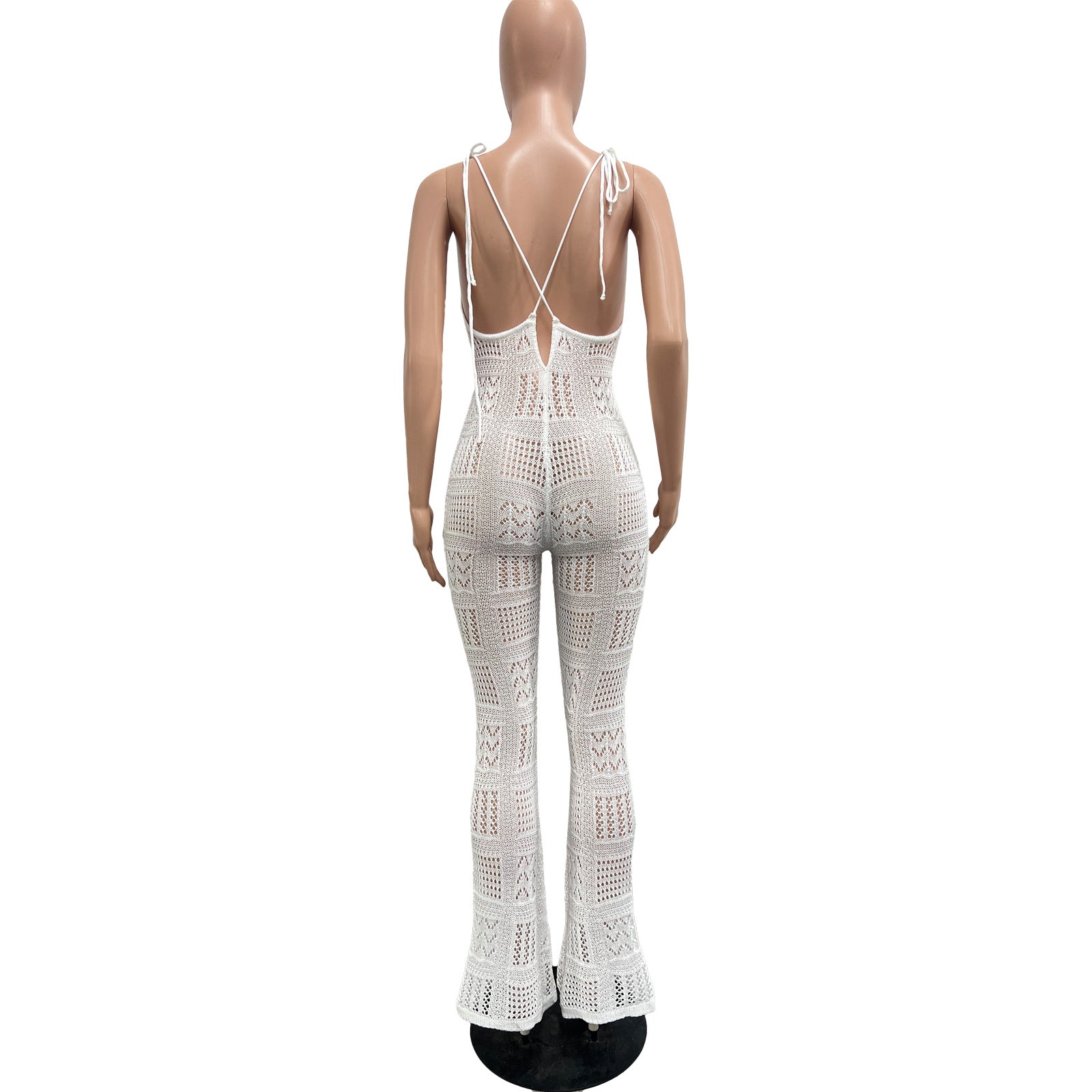 Women solid knitting sexy suspender hollow jumpsuit 11