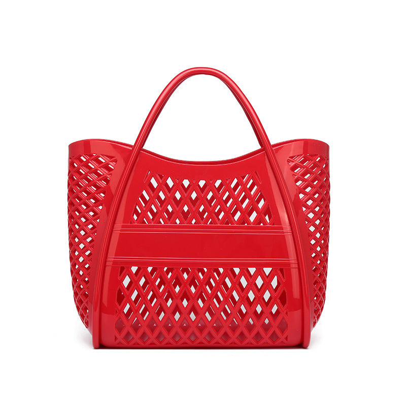 PVC Bag Shopping Basket Bag Bathing Washing Large Capacity Hollow Handheld Beach Bag 5