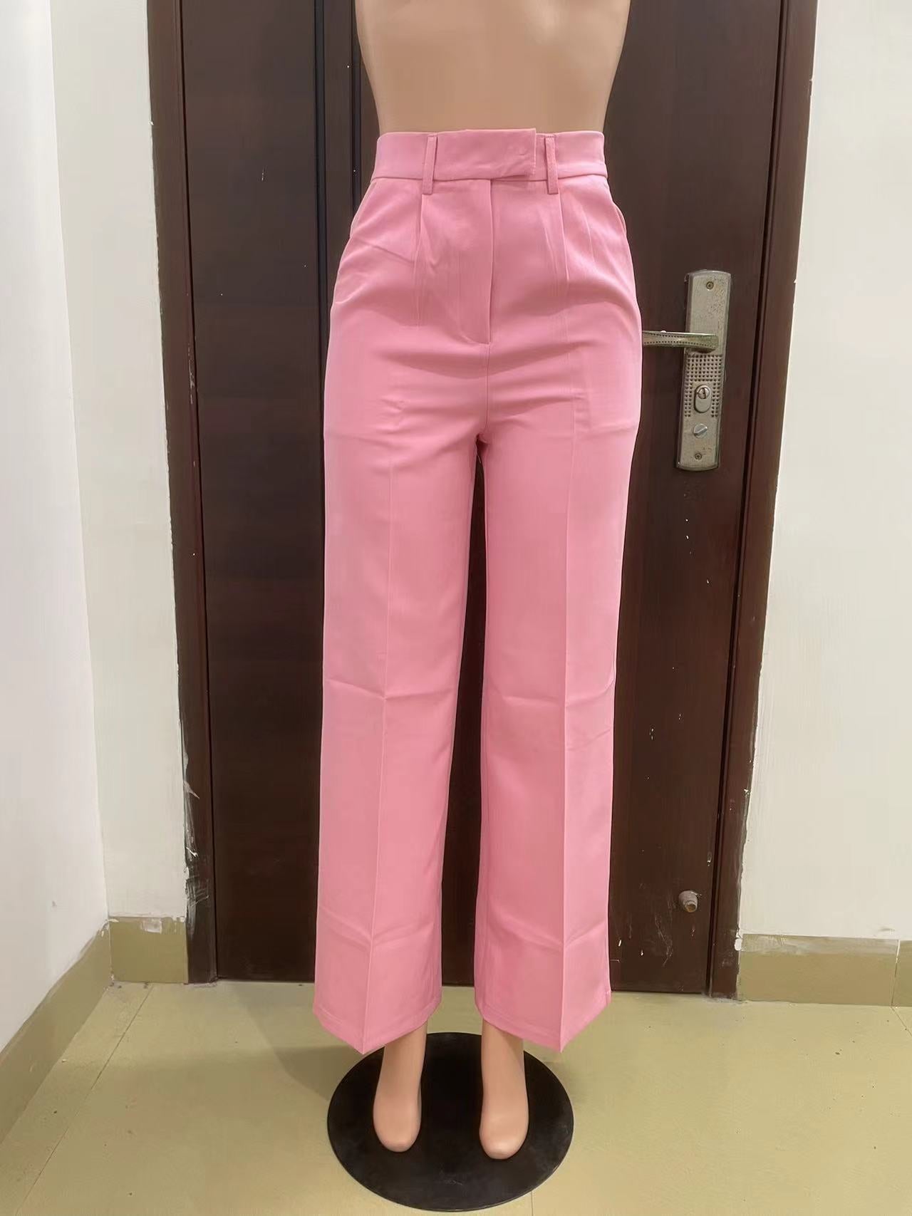 Women's Spring Autumn Winter High Waist Straight Wide Leg Casual Pants 10