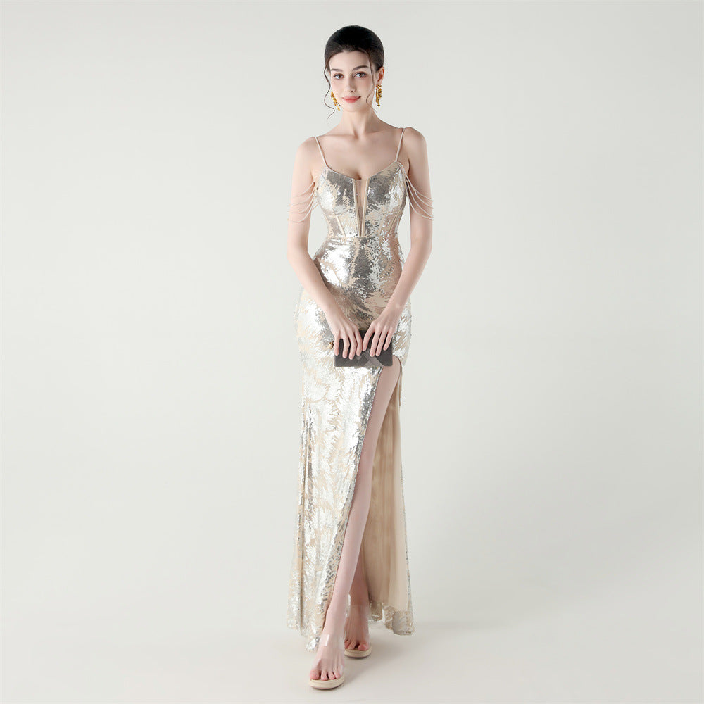 Women cross Lace-Up fishtail evening dress Formal Party evening dress 5